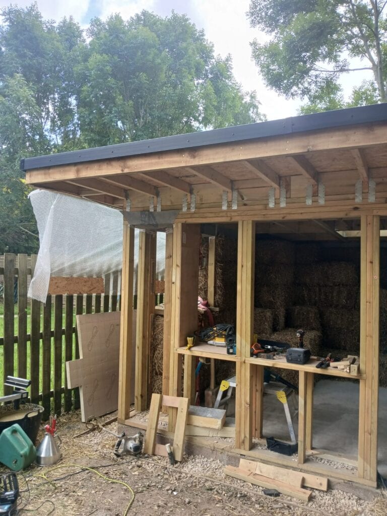 Ceramic Studio under construction with straw bales